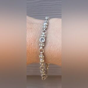Sterling Silver Bracelet with White Quartz Accents
